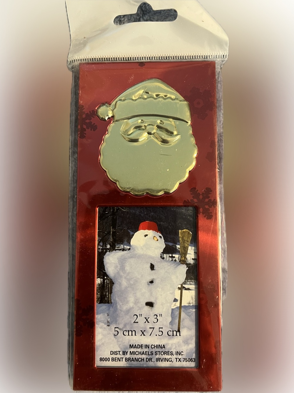 🔴New Michaels Red Christmas Picture Frame Gold Santa Accent Photo Display Stand